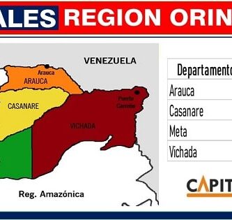 departamentos y capitales de la region orinoquia