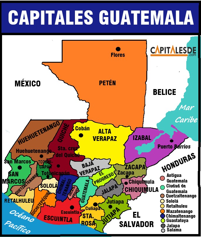 mapa de guatemala y sus departamentos