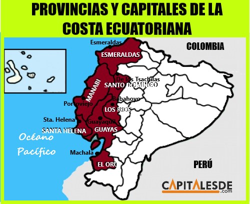 mapa de las provincias de la costa ecuatoriana